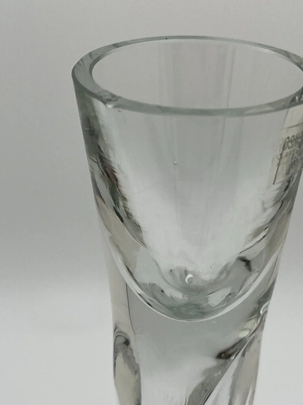 Crystal Krosno Spiral Twisted Candleholder Poland Clear Glass Taper Candlestick